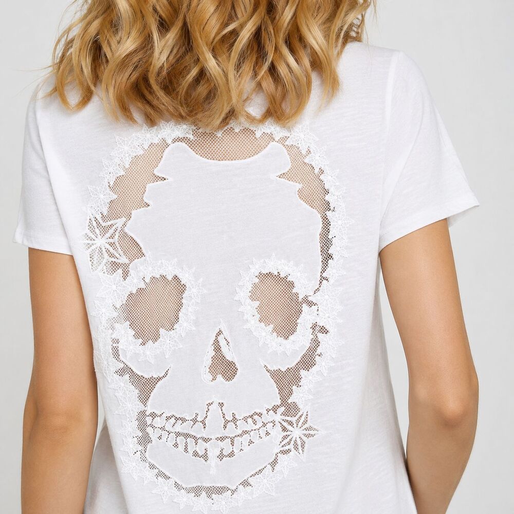 Zadig & Voltaire Short Sleeve Story Skull Fishnet Tunisien Tee Size L MSRP $148